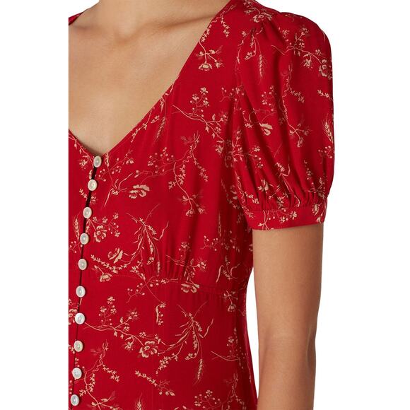 Polo by Ralph Lauren Red Floral Button Front Short Sleeve Mini Dress Size 8 - Picture 15 of 15